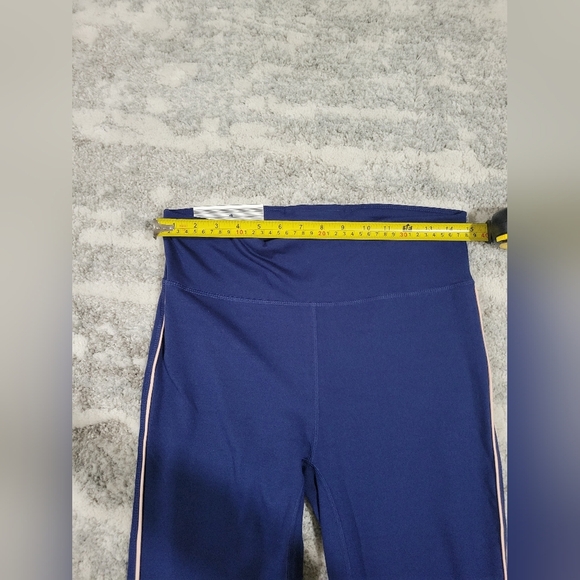 Blue High-Waist Athletic Leggings with White Stripes - Picture 8 of 9